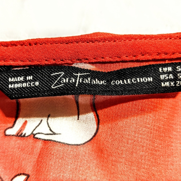ZARA Red sheer cat blouse (Small) - Picture 4 of 11